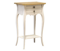 Comodino porta telefono 2 cassetti legno shabby bianco naturale 45x35x70 - Mobili 2G