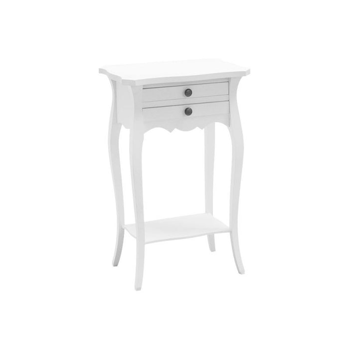 Comodino porta telefono 2 cassetti legno shabby bianco opaco 45x35x70 (1542) - Mobili 2G