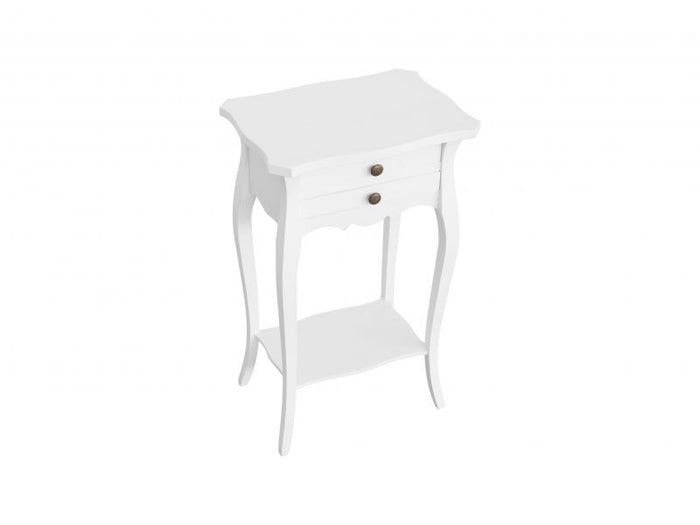 Comodino porta telefono 2 cassetti legno shabby bianco opaco 45x35x70 (1542) - Mobili 2G