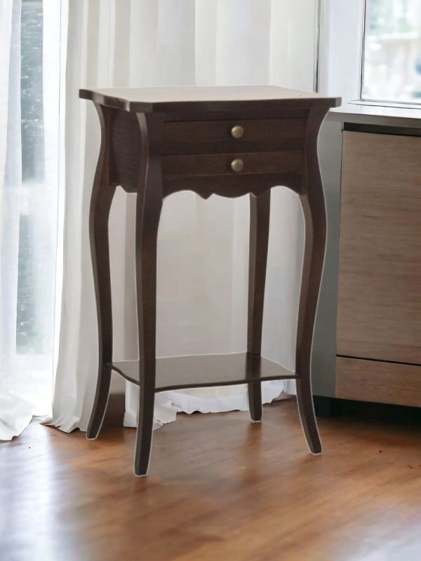 Comodino porta telefono classico legno noce scuro  45x35x70 - Mobili 2G