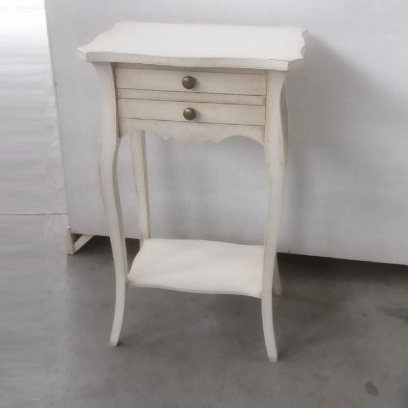 Comodino porta telefono legno shabby bianco anticato 45x35x70 - Mobili 2G