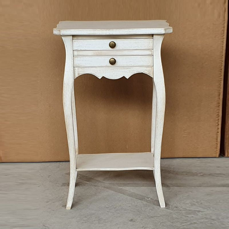 Comodino porta telefono legno shabby bianco anticato 45x35x70 - Mobili 2G