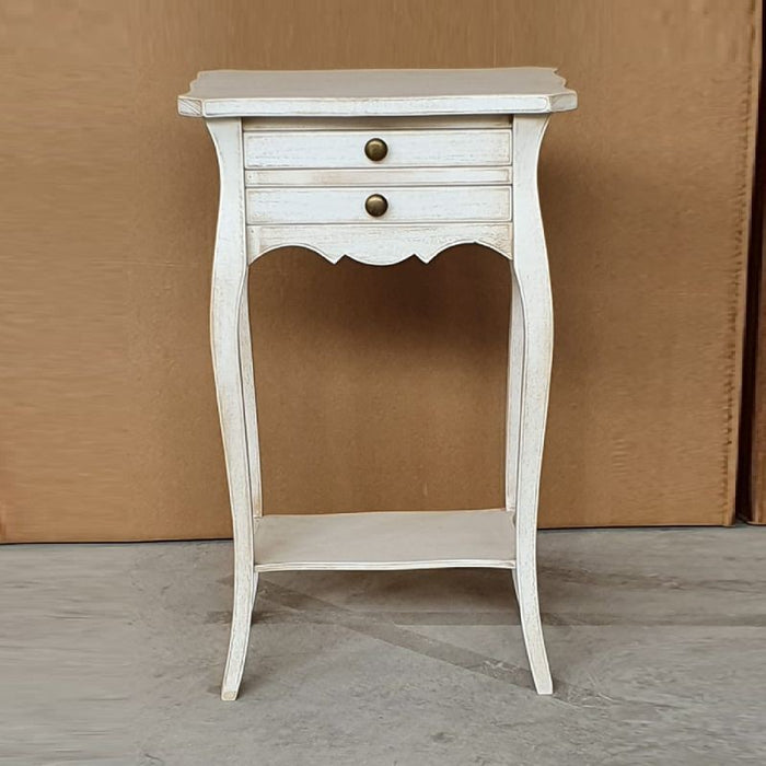 Comodino porta telefono legno shabby bianco anticato 45x35x70 - Mobili 2G
