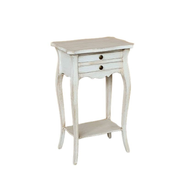 Comodino porta telefono legno shabby bianco anticato 45x35x70 - Mobili 2G