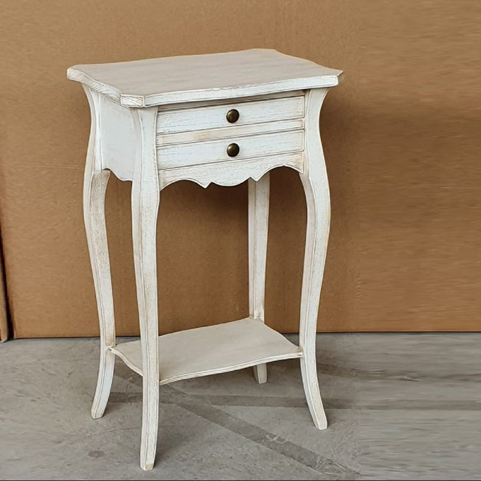 Comodino porta telefono legno shabby bianco anticato 45x35x70 - Mobili 2G