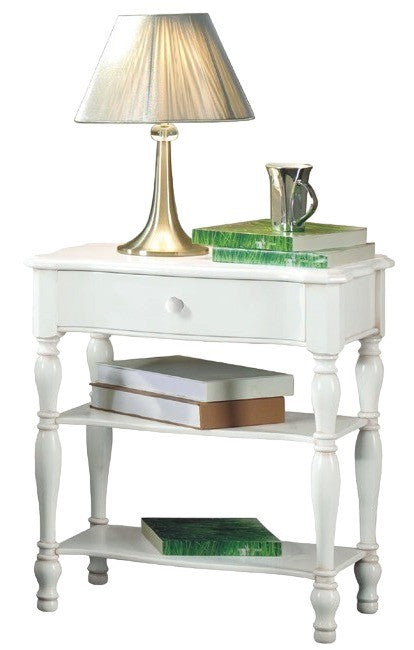 Comodino tornito laccato bianco opaco 56x46x63