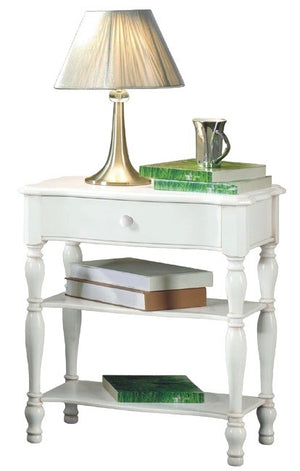 Comodino tornito laccato bianco opaco 56x46x63