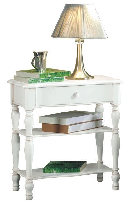 Comodino tornito laccato bianco opaco 56x46x63