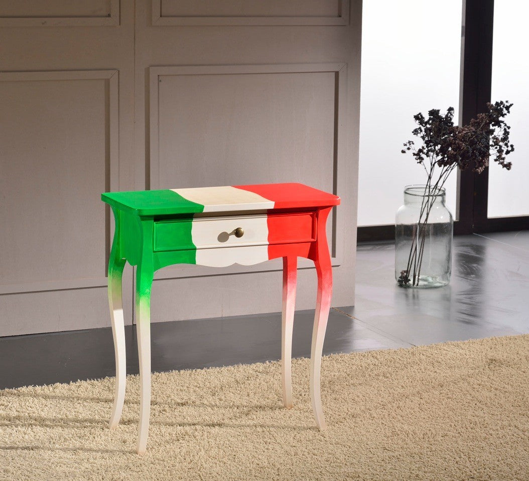 Consolle 1 cassetto legno shabby decoro italia 62x31x70