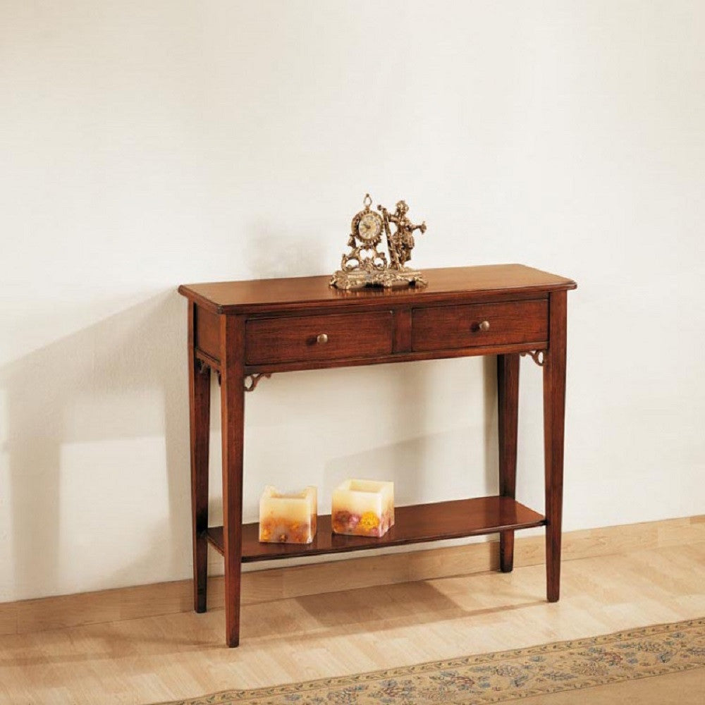 Consolle 2 cassetti in legno massello tinta noce l.90 p.31 h.77 - Mobili 2G