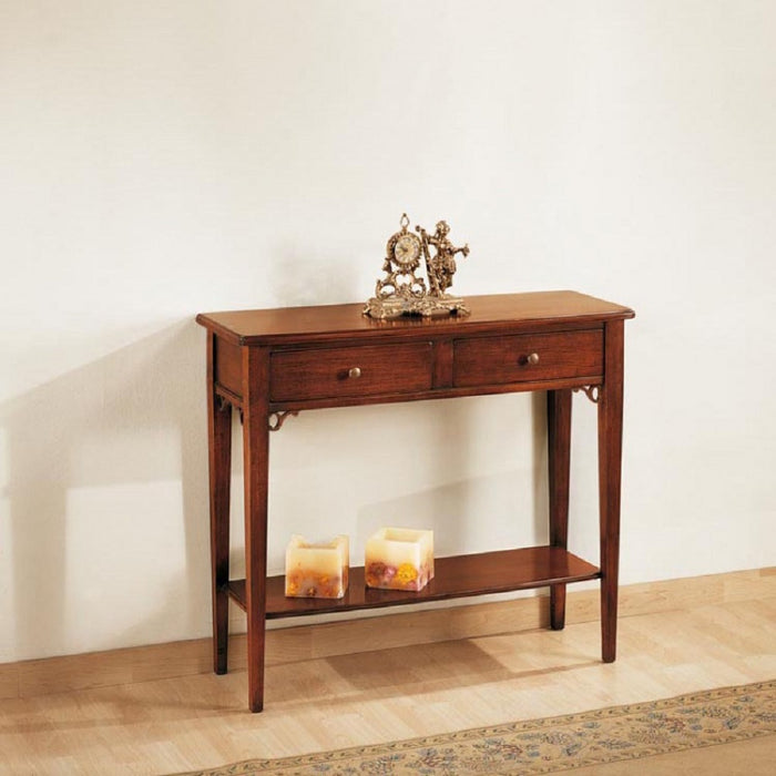 Consolle 2 cassetti in legno massello tinta noce l.90 p.31 h.77 - Mobili 2G