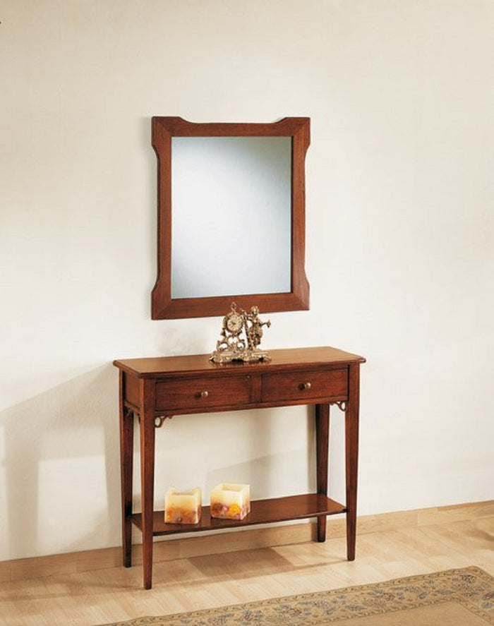 Consolle 2 cassetti in legno massello tinta noce l.90 p.31 h.77 - Mobili 2G