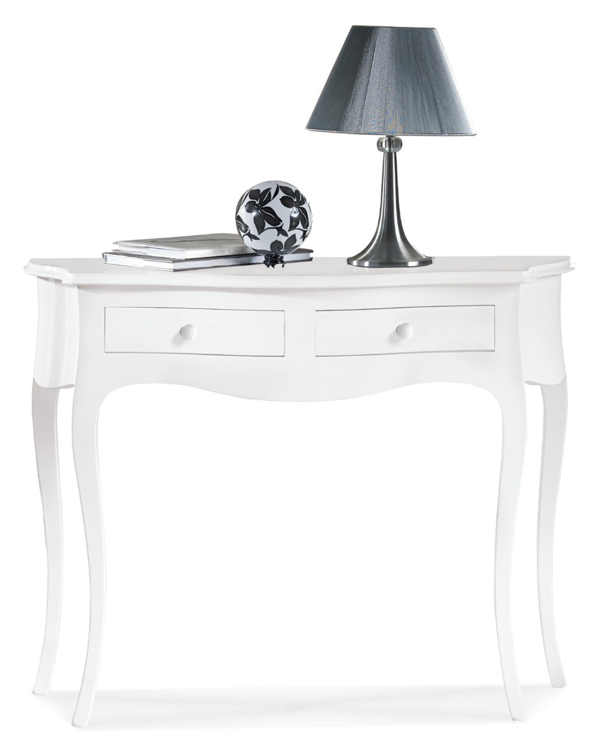 Consolle 2 cassetti legno bianco opaco l.100 p.38 h.78 (1435) - Mobili 2G