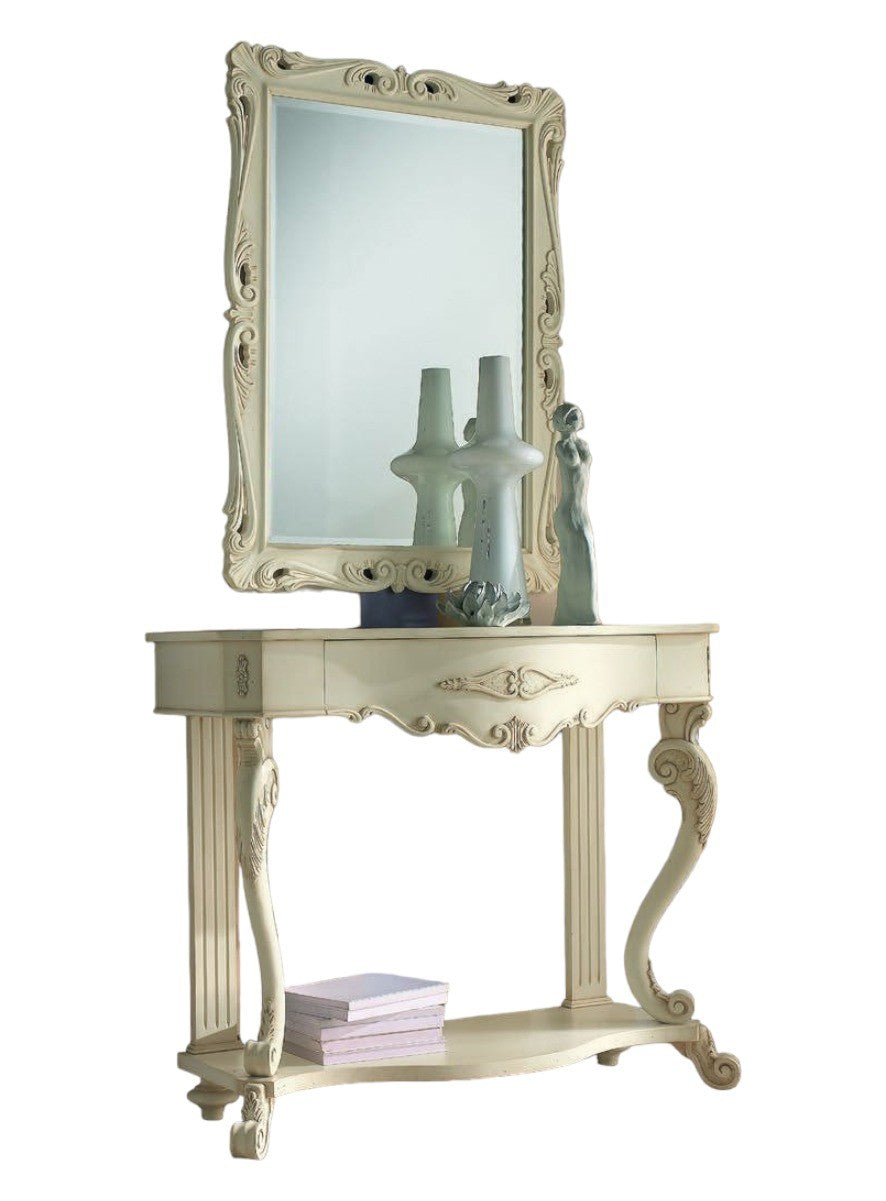 Consolle a muro classica con specchio legno bianco shabby - Mobili 2G