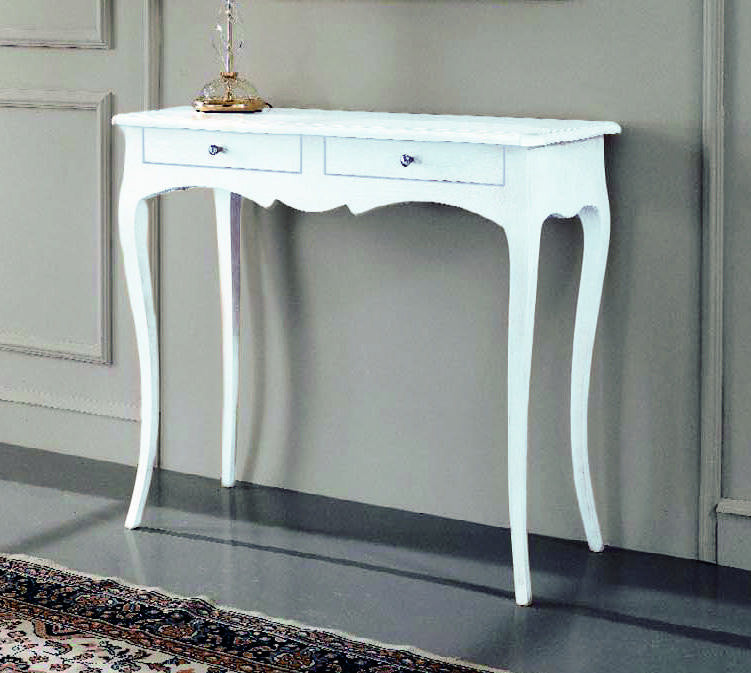 Consolle arte povera 2 cassetti in legno bianco l .96 h 80 p. 41 (1476) - Mobili 2G