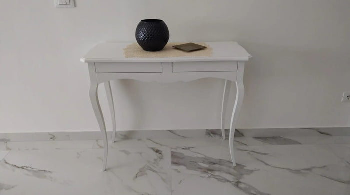 Consolle arte povera 2 cassetti in legno bianco l .96 h 80 p. 41 (1476) - Mobili 2G