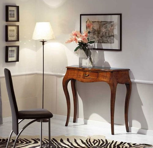 Consolle arte povera in legno massello 1 cassetto tinta noce  l.104 p.38 h.88 (293) - Mobili 2G