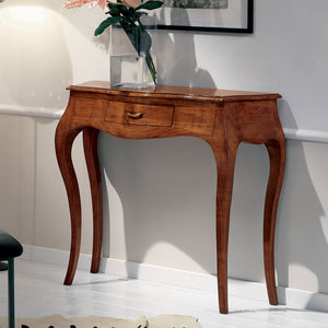 Consolle arte povera in legno massello 1 cassetto tinta noce  l.104 p.38 h.88 (293) - Mobili 2G