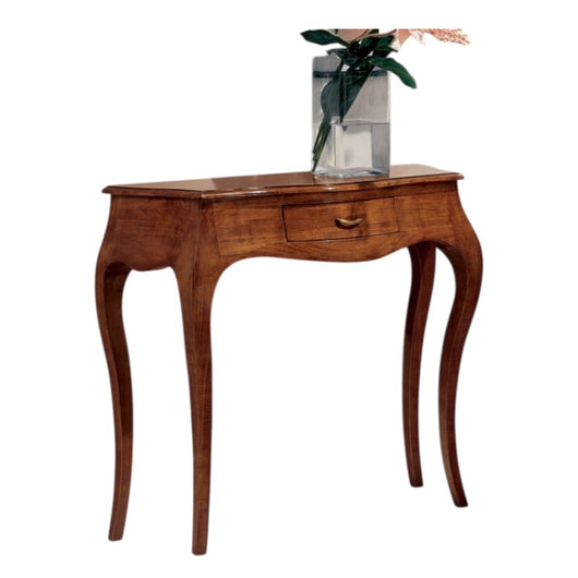 Consolle arte povera in legno massello 1 cassetto tinta noce  l.104 p.38 h.88 (293) - Mobili 2G