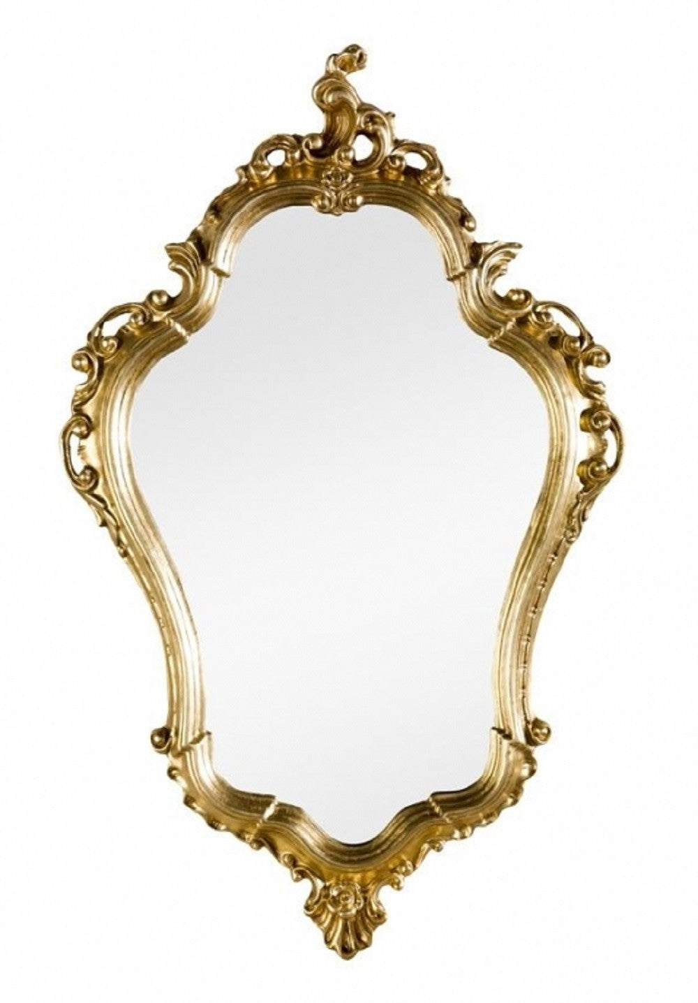 Consolle barocca sospesa con specchio in foglia oro