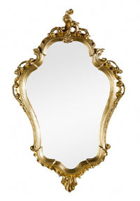 Consolle barocca sospesa con specchio in foglia oro