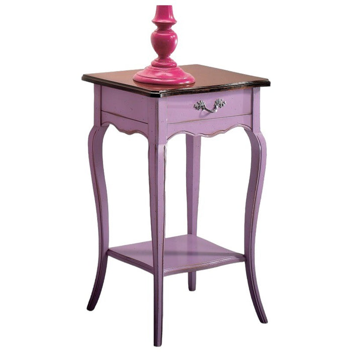 Consolle classica 1 cassetto legno lilla shabby bicolore 50x36x78 - Mobili 2G