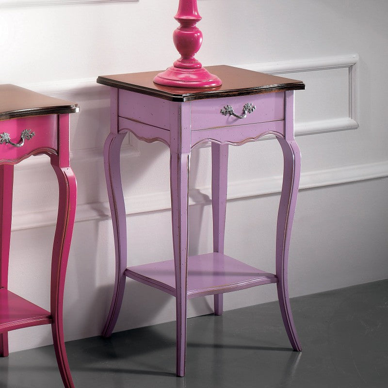 Consolle classica 1 cassetto legno lilla shabby bicolore 50x36x78 - Mobili 2G