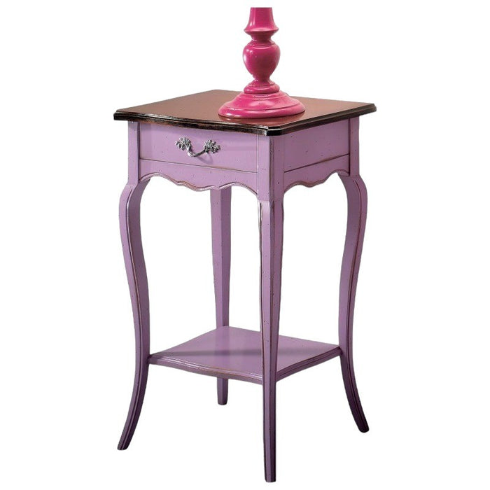 Consolle classica 1 cassetto legno lilla shabby bicolore 50x36x78 - Mobili 2G