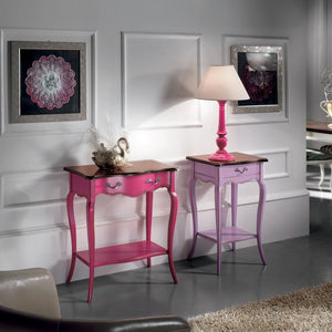 Consolle classica 1 cassetto legno lilla shabby bicolore 50x36x78 - Mobili 2G