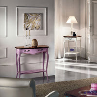 Consolle classica 1 cassetto legno lilla shabby bicolore 71x37x74 - Mobili 2G