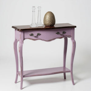 Consolle classica 1 cassetto legno lilla shabby bicolore 71x37x74 - Mobili 2G