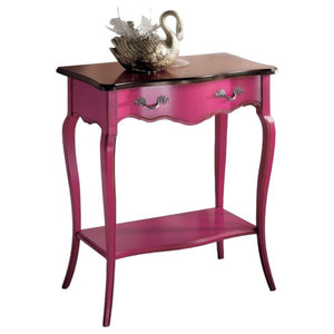Consolle classica 1 cassetto legno rosa shabby bicolore 71x37x74 - Mobili 2G