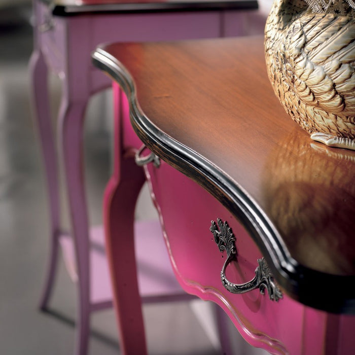 Consolle classica 1 cassetto legno rosa shabby bicolore 71x37x74 - Mobili 2G