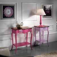 Consolle classica 1 cassetto legno rosa shabby bicolore 71x37x74 - Mobili 2G