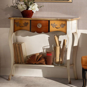 Consolle classica 1 cassetto legno shabby oro 100x40x88 - Mobili 2G