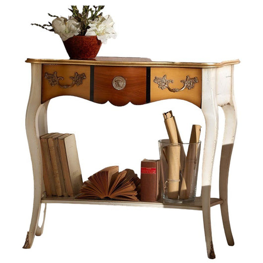 Consolle classica 1 cassetto legno shabby oro 100x40x88 - Mobili 2G