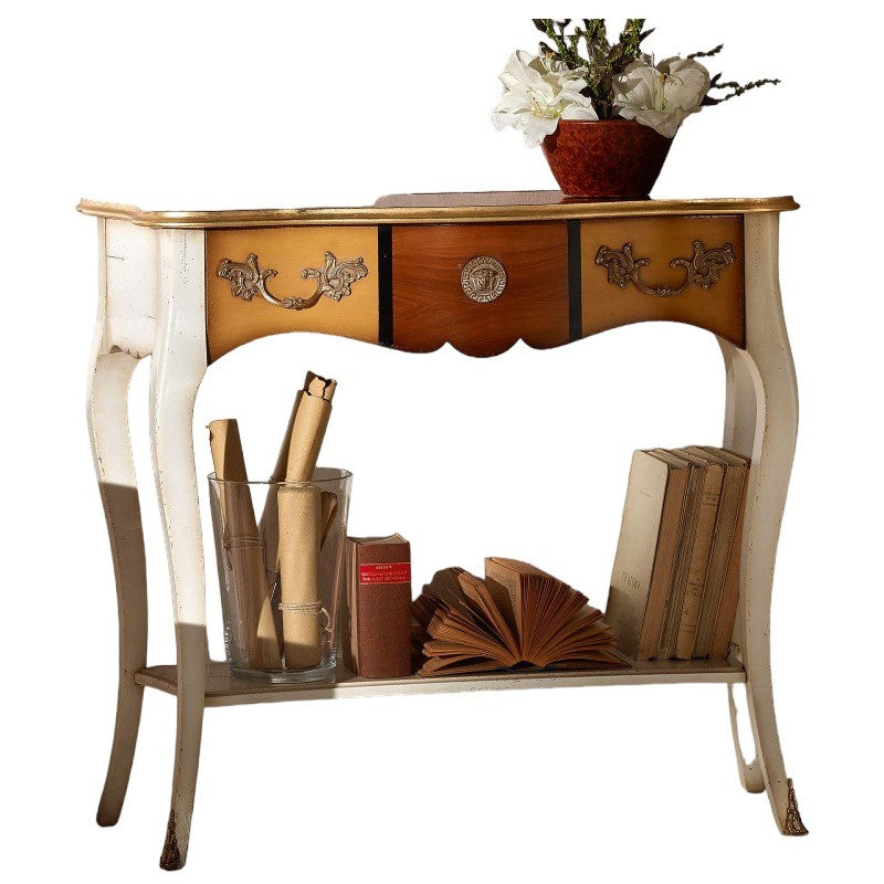 Consolle classica 1 cassetto legno shabby oro 100x40x88 - Mobili 2G