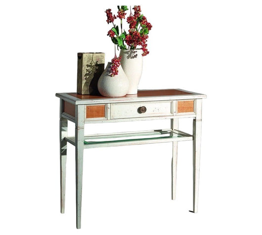 Consolle classica 1 cassetto ripiano vetro legno shabby 90x40x79 - Mobili 2G