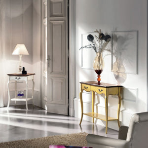 Consolle classica 2 cassetti legno giallo shabby bicolore 88x33x79 - Mobili 2G