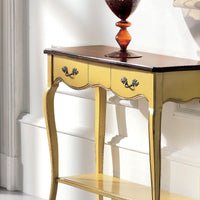 Consolle classica 2 cassetti legno giallo shabby bicolore 88x33x79 - Mobili 2G