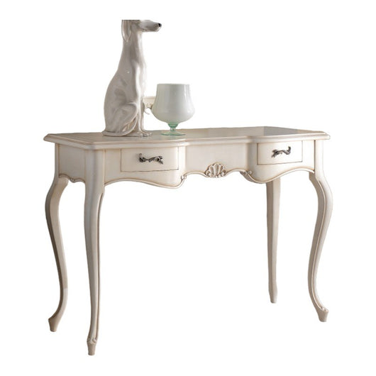 Consolle classica 2 cassetti legno shabby bianco 119x45x80 - Mobili 2G