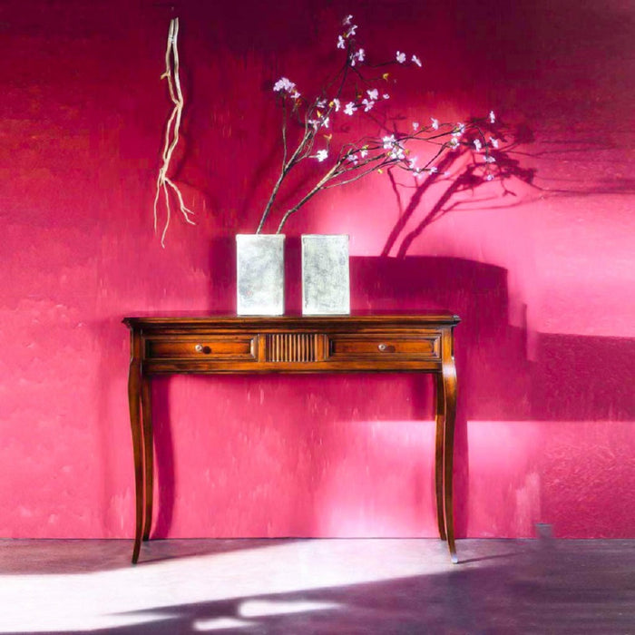 Consolle classica in legno 2 cassetti intarsiata finitura bassano l.110 p.38 h.80 - Mobili 2G