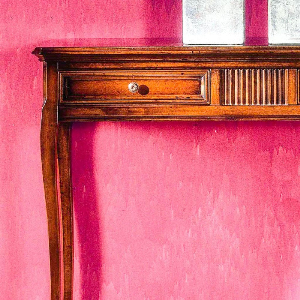 Consolle classica in legno 2 cassetti intarsiata finitura bassano l.110 p.38 h.80 - Mobili 2G