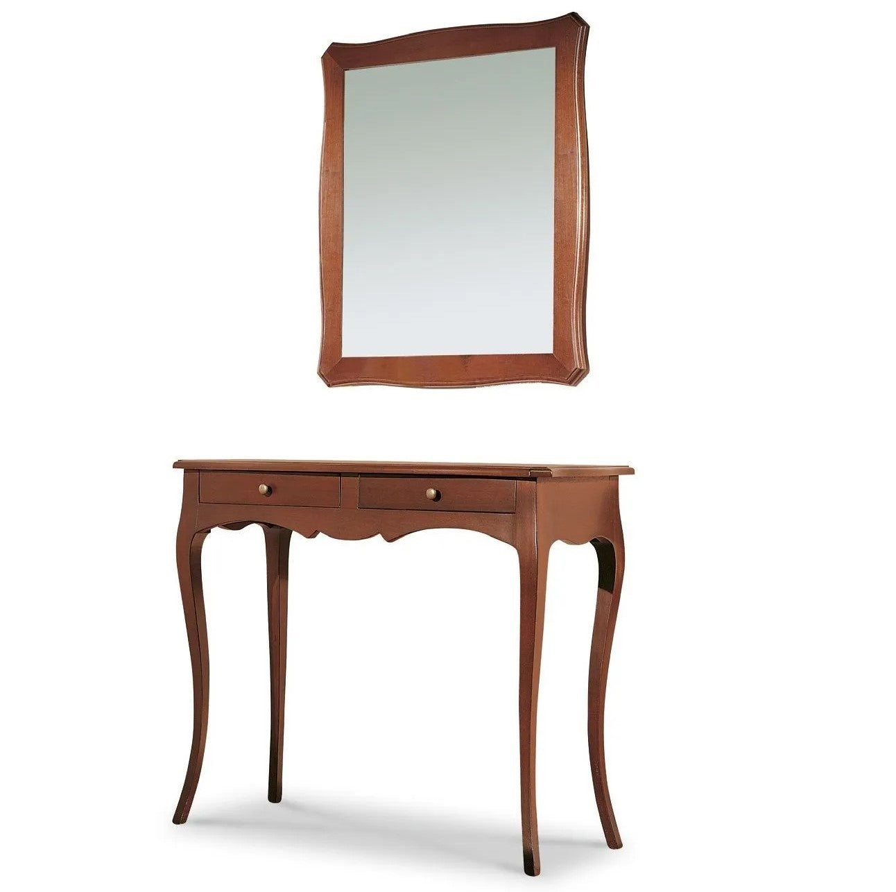 Consolle con specchio in legno tinta noce arte povera (537+538) - Mobili 2G