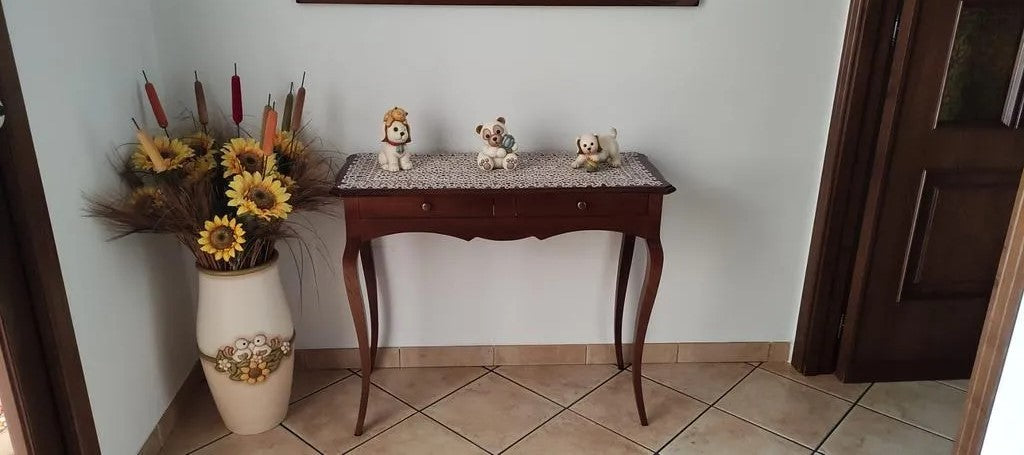 Consolle con specchio in legno tinta noce arte povera (537+538) - Mobili 2G