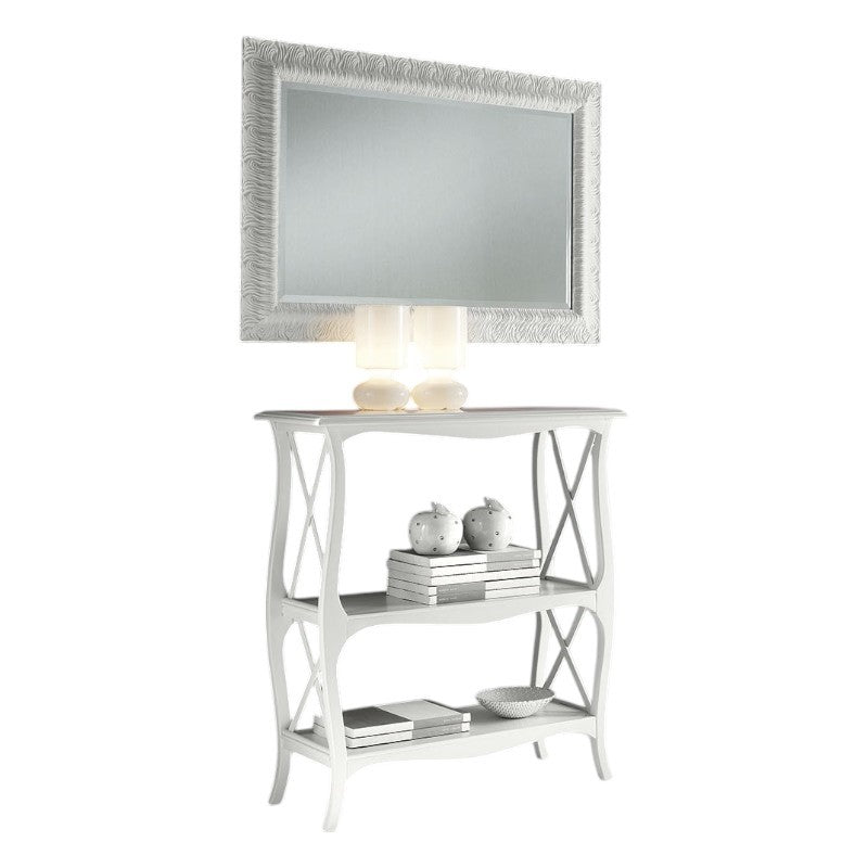 Consolle etagere legno bianco opaco l.82 p.34 h.91 (3032) - Mobili 2G