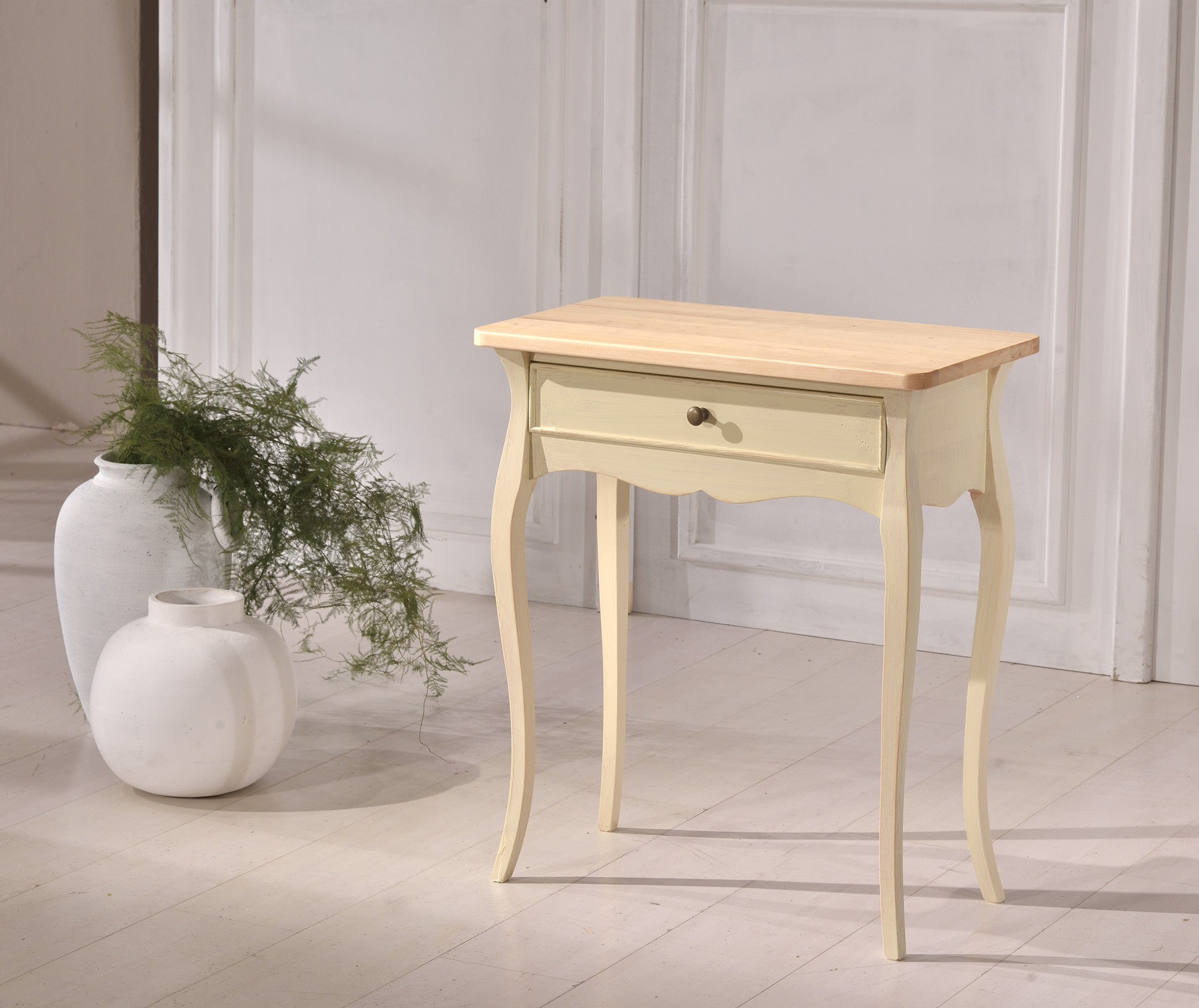 Consolle in legno bicolore laccato avorio l.62 p.31 h.70