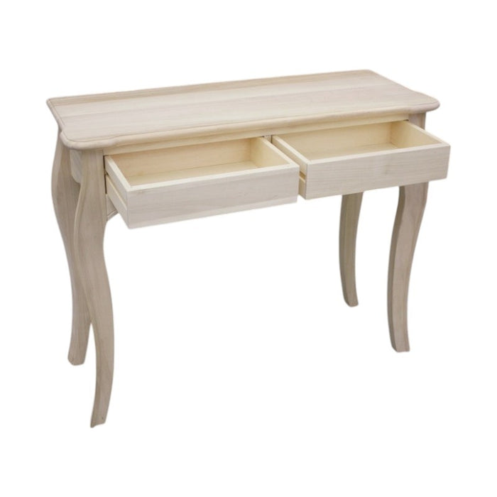 Consolle in legno classica 2 cassetti grezzo l.101 p.38 h.82 (3108) - Mobili 2G