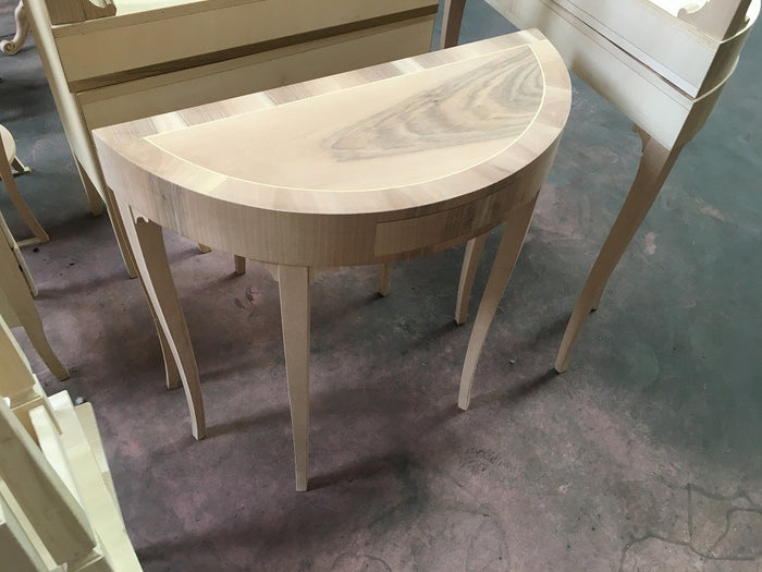 Consolle in legno classica a mezzaluna 1 cassetto grezzo l.81 p.34 h.80 (3110) - Mobili 2G