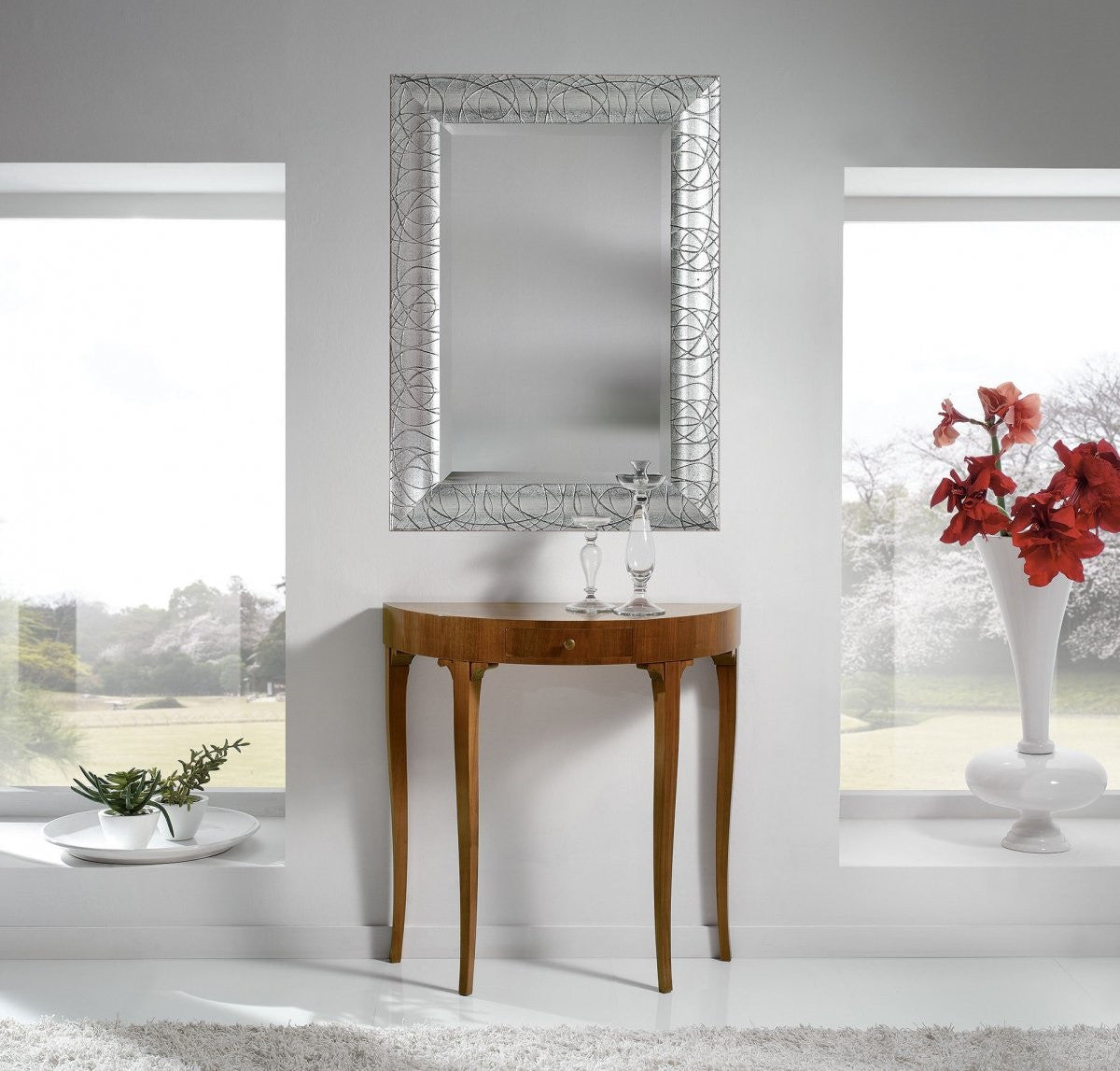 Consolle in legno classica a mezzaluna 1 cassetto grezzo l.81 p.34 h.80 (3110) - Mobili 2G